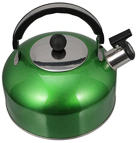 DINHEAROM Hervidor De Agua Inoxidable Con Silbato Para Cocina Tetera Resistente Compatible Con Inducción y Gas Diseño Seguro y Práctico Color Verde