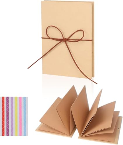 GOZINA Bilderalbum, Fotoalbum Zum Selbstgestalten, Akkordeon-Falten-Sammelalbum, Suitable for Schwangerschaftstagebuch Poesiealbum Kinder Hochzei Postkartenalbum (A4 Hellbraun)
