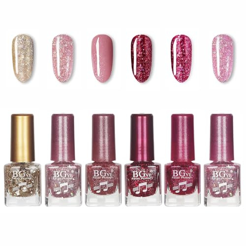 Esmaltes Semipermanentes Para Uñas Glitter 6 Color Esmalte De Uñas Brillante Con Purpurina Sin Uv Secado Rapido De Duradera Brillo Glitter Esmaltes De Uñas En Gel Para Principiantes Manicura