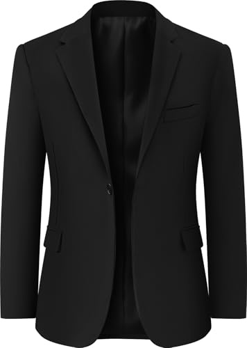 mintgreen Mens Blazer Slim Fit Single Breasted One Button Business Wedding Solid Color Suit Jacket, Black, M