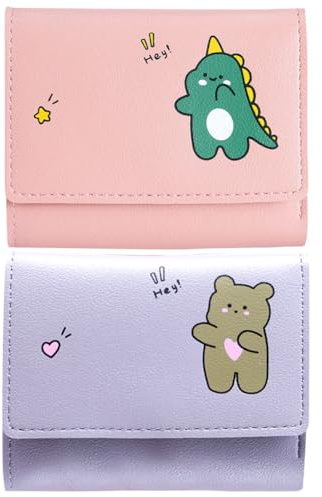 YskerrigToy Dinosauro Portafoglio, 2PCS Cartoon Portafoglio, Cartera Bambino, Uomo Animato Cartera, Pieghevole Billetera, Regalo di compleanno Portamonete per Ragazze Ragazzi
