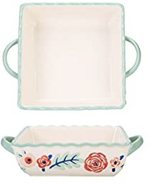 EUXHTYWP Oven Baking Dishes,Mini Ceramic - Set of 2 | to Table | Lasagne, Pie & Casserole Pot | Square(White,8in)