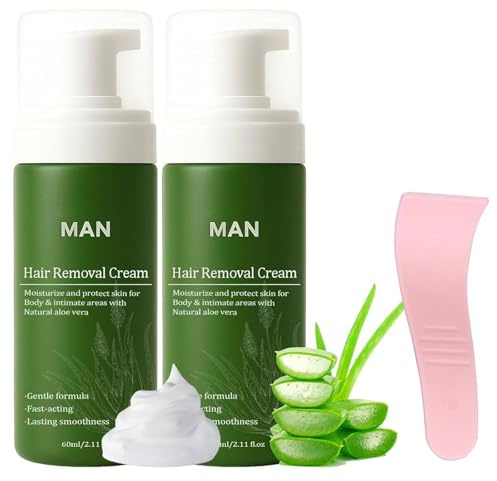 Botane Enthaarungscreme Intimbereich Männer, Botane Haarentfernungscreme Intimbereich mit Aloe Vera, Men Hair Removal Cream, Schnell Wirkende, Feuchtigkeitsspendende und Nicht Klebende Formel (2)
