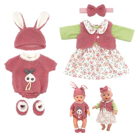 Neuytiky Vestiti per Bambole 35-43 cm, 2 pezzi Vestiti per Bambole Reborn per New Born Baby Doll, Abiti Carini Compatibile con Baby Born, Abito per Bambolotti, Accessori Bambole Reborn