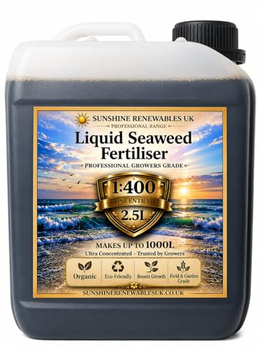 Seaweed Fertiliser with added Chelated Iron (Fe) 2.5L – Organic Liquid Plant Feed for Strong Roots & Rapid Growth – Ultra-Concentrated (1:400) - Sunshine Renewables UK