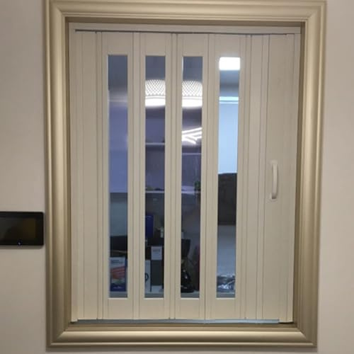 Ventanas Ventana Corrediza de Cocina Magnética de PVC Plegable Tipo Acordeón, Ventanas Domésticas Personalizables Para Áticos/Armarios(90x75cm/38x30in)