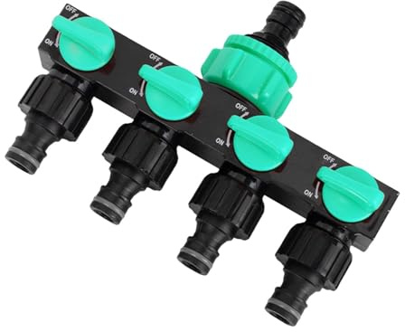 Hellery Distributeur de Tuyau D'arrosage à 4 Voies, Adaptateur pour Tuyau D'arrosage, Installation Facile, Interrupteur Marche/arrêt Individuel, Distr, Bleu