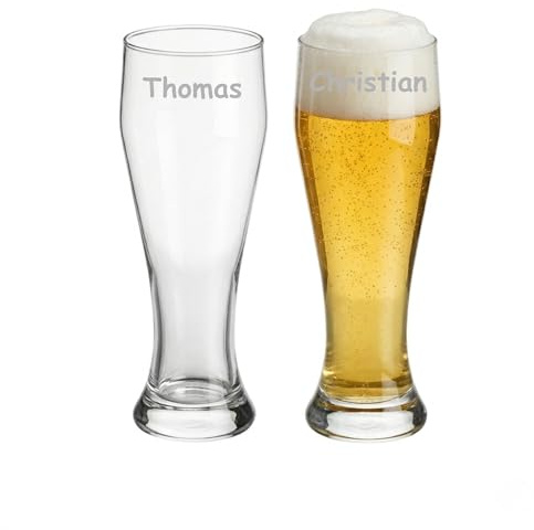 2er Set Personalisiertes Weizenglas 0,5 Liter mit Gravur – Bavaria Weizenbierglas geeicht – Individuelles Geschenk zum Geburtstag, Geschenkidee Vatertag, Jubiläum – 500ml – spülmaschinenfest