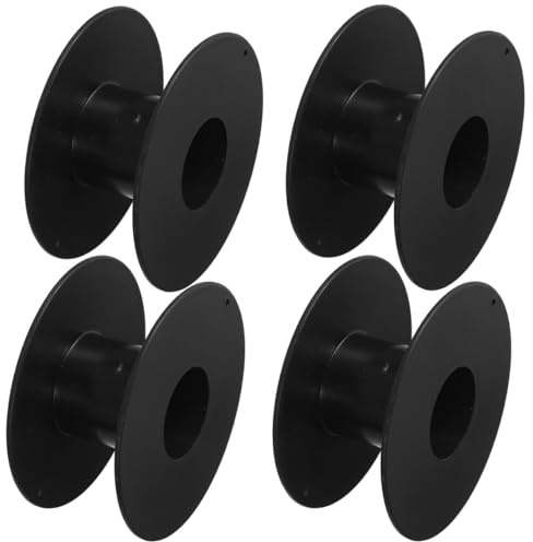 TOMETURE 4 Carretes de Cable de Extensión en Plástico Gran Capacidad Resistente Deformación Uso Exterior y Trenzados Negro Pack de 4
