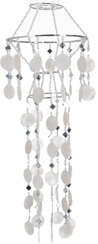 Exotischer Sonnenfänger, Suncatcher, LABA Luba Muschel Windspiel, weiß | Handgefertigtes Wind- und Klangspiel, viele Muschelplättchen, entspannender Klang, ideal für überdachte Außenbereiche.