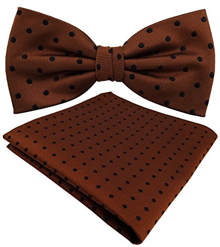 TigerTie Designer Seidenfliege + Einstecktuch in Seide braun kupfer schwarz gepunktet