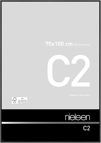nielsen C2 Aluminium Picture Frame - Brushed Black 70x100cm - with Float Glass and Easy Push-Turn Clips