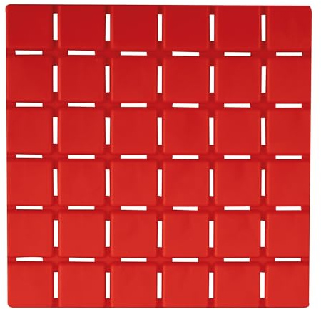 MSV – Set mit 5 rutschfesten Dusch- oder Badematten – Quadro-Gummi – 13 x 13 cm – Rot – Maximale Sicherheit – Geeignet für feuchte Umgebungen