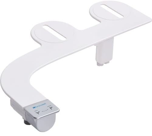 Brondell SS-250 SimpleSpa Thinline Essential Bidet Attachment for Toilet Seats with Adjustable Water Pressure, Side Arm Control, Thin Profile, Silver Knob (Dual Nozzle)