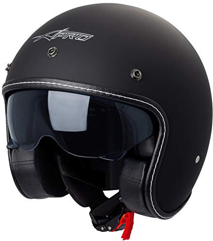 Casque Moto Jet Cafe Racer Homologué ECE 22-05 Scooter Custom Noir Mat XL