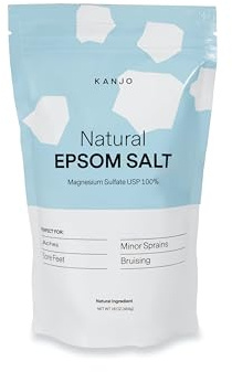 Kanjo Natural Epsom Salt | 100% Pure Magnesium Sulfate Bath Salt | Natural Epsom Salt Soak for Muscles, Joints, Feet | Unscented | 16 oz Bag