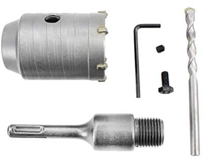 Dreneco Sega a Tazza Fresa a Tazza per Muro Cemento Ø 50mm Corona Carotatrice a Secco + Adattatore SDS-PLUS 110mm + Punta Centraggio