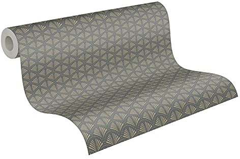A.S. Création Art Deco Tapete Trendwall 2 Vliestapete grau gold schwarz matt glänzend fein strukturiert 379573 37957-3