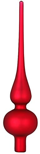 Inge Glas Christbaumspitze 26cm | Weihnachtsbaumspitze aus Glas | Hochwertige Spitze für den Weihnachtsbaum Weihnachten (Rot Matt | Ochsenblut & Frozen Strawberry)