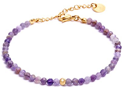 BERGERLIN Naturstein Perlenarmband Damen Herren, Silber/Gold | Naturstein Armband Damen & Herren: Armband Gold/Silber mit echten Heilsteinen – vom deutschen Prüflabor bestätigt.