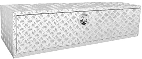 VEVOR Boîte à Outils pour Camion 152,4×61×61 cm Coffre Sous-châssis Fixation Inférieure Caisse de Stockage en Alliage d'Aluminium Solide avec Serrure et Clés pour Remorque Pick-up Véhicules Transport