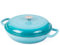 Nuovva - Cacerola de hierro fundido poco profunda con tapa, olla antiadherente para horno holandés, olla resistente a prueba de horno, olla esmaltada, azul, 3,5 L, 30 cm
