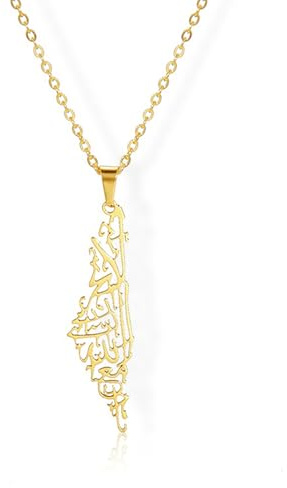 Amaxer Israel Palästina Karte Halskette Libanon Karte Anhänger Halskette für Männer Land Geographie Liban Karte Edelstahl Schmuck Geschenk Kette Halskette