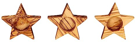 levandeo 3er Set Teelichthalter Olivenholz Stern Natur Kerzenhalter Holz Tischdeko Unikat Kerzendeko Dekoration Weihnachten Weihnachtsdeko