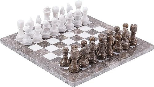 RADICALn Handgefertigtes grauer ozeanischer und weißer beschwerter Marmor, beliebtes Spielbrett, Schachspiel-Set für Erwachsene, Turnier-Geschenk-Stil, klassische Schach-Sets