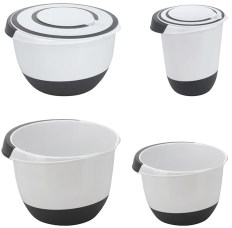 Mojawo Lot de 4 bols mélangeurs antidérapants en plastique - 3,5 l, 5 l, 1,5 l, 2 l - Passent au lave-vaisselle