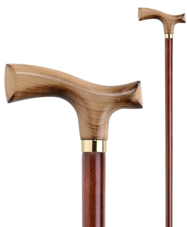 Flexor - Eleganter Gehstock für Herren | Leichtes Buchenholz | Bequemer Griff | XL Länge 95 cm | Gehstock für Stadt & Gesellschaft, Braun, Buchenholz