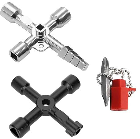 2 Chiave Universale 4-in-1 Multifunzione, 4 Vie Universale Chiave Triangolare Chiave a Croce Chiave a Croce Universale per Contatore Enel Gas Utility Design Ergonomico Resistente e Versatile (Set A)