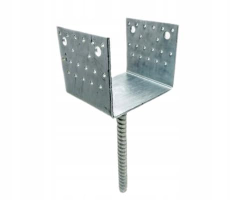 BK SHOP Pfostenträger U-Form zum Einbetonieren | Stützenfuß 141 x 125 x 120 mm | Pfostenanker Verzinkter Stahl 4 mm | Bodenanker für Holzpfosten | Pfostenschuh für Terrassen und Zäune