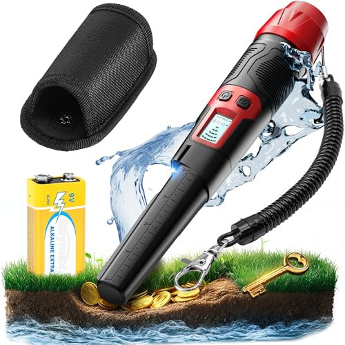 KAIWEETS Metalldetektor-Pinpointer, 360° IP68 Wasserdichter Hand-Golddetektor mit LCD-Bildschirm, 3 Alarmmodi Metalldetektor für Kinder und Erwachsene (KGP01DE)