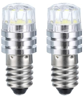 sourcing map 3V/0.12A E10 Mini LED Light Bulbs, 2Pcs Miniature Screw Bulbs Flashlight Bulbs for Scientific Experiment Lighting DIY Accessories, White Light