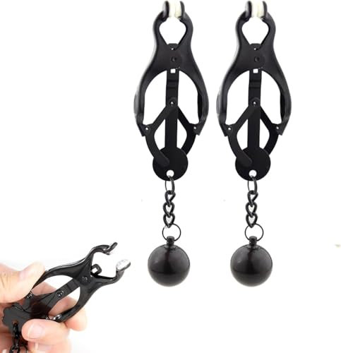 Nippelklemmen Brustwarzen,1 Paar Edelstahl Nippelklemmen mit Gewicht Kugeln, Fetisch Nippelklemmen, SM Sexspielzeug Nippelklemmen,Sexy Nippel Clamps Set,für Anfängerin