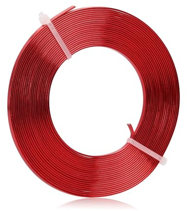 Flaches Aluminiumdraht - 3 x 1 mm - 5 Meter breites flaches Schmuckhandwerksdraht für Fassung, Modellieren, Armatur, Schmuckherstellung - Rot