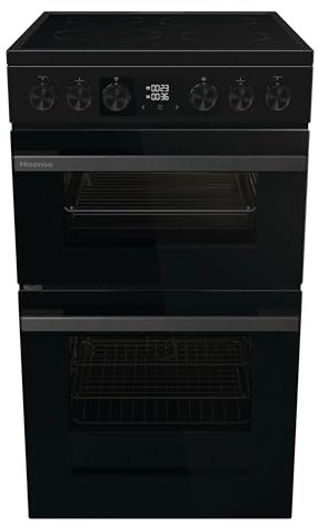 Hisense HDCEC5C10B Freestanding Ceramic Electric Cooker with Double Oven 69/43 Litres - Black, A Rated Double Oven [Energy Class A]