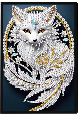 DCIDBEI Pintura de Diamantes Cuaderno A5 Hojas Blancas Pintura por Números Diario para Adultos Cuaderno de Viaje Pintura de Diamantes Regalos Cuadernos Bonitos A5 Diario Libro Atrapasueños de Zorro