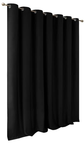 Deconovo Noise Reducing Blackout Curtain Eyelet, Home Decorative Door Curtain for Living Room, W100 x L96, Black, 1 Panel