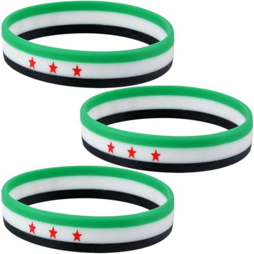 Muteitt 3 Stück Syrien-flagge Silikon-armband, Gummi-armbänder, Syrische Flagge, Sport-armband, Armreif Für Damen Und Herren, Sport, Outdoor-aktivitäten