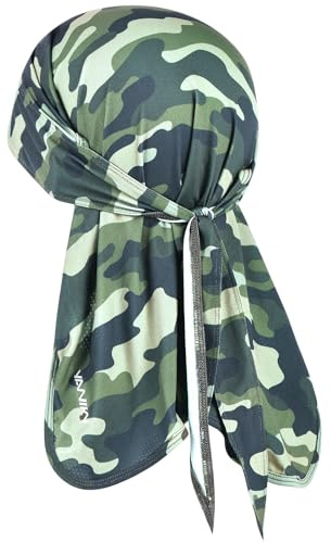 YANIKY Bandana Herren - Atmungsaktiv Kopftuch Sommer Durag, Face Bandana Cap Damen Multifunktionstuch 3 in 1 Elastisch Halstuch Sport Kopftuch (Camouflage Militärgrün)