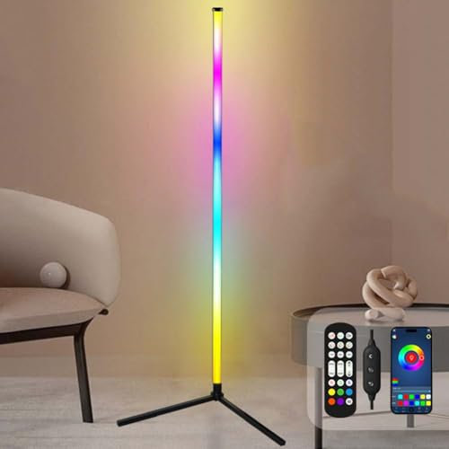 AoLa LED Stehlampe RGB Dimmbar mit Schalter Stehleuchte mit Fernbedienung und APP gesteuert Ecklampe mit Kabel Musikmodi & Timing -Funktion Spielzimmer Lampe Moderne RGB Farbwechsel Stehlampe