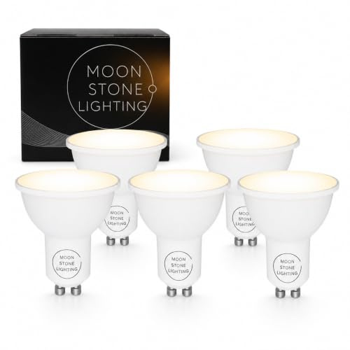 Moonstone Lighting LED GU10 Bulbs, Warm White, 6W, 510 Lumens, Non-Dimmable, Pack of 5 (6W Warm White 5 Pack)