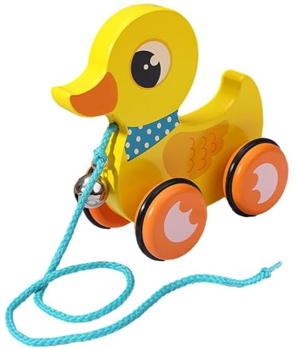 Baby-Nachziehspielzeug, Holz-Nachziehspielzeug mit Glocke und rutschfestem Rad, interaktives Entenspielzeug für 1–3-Jährige, entwickelt Mobilität, Gleichgewicht und Hand-Augen-Koordinationsfähigk