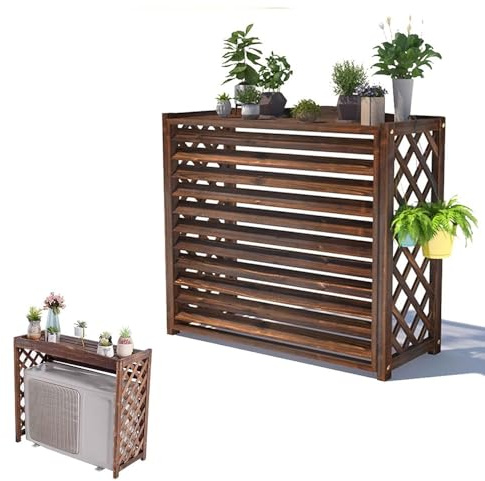 MACAGGTNTU Madera Cubre Aire Acondicionado Grande Funda para Aire Acondicionado Contraventanas Protector Aire Acondicionado Exterior Valla De Decorativa(110x50x85cm/43x20x33in)