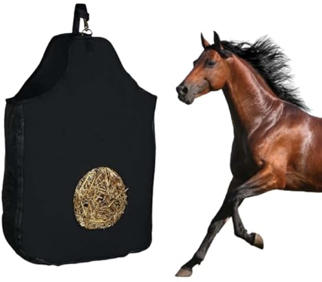 Borsa Fieno Cavalli, Sacco Per Fieno Cavalli In Tessuto Oxford, Rete Per Fieno Cavalli Con Cordino, Tempo Di Alimentazione Prolungato Per Cavalli, Mucche, Asini e Altro Bestiame Che Mangia Fieno