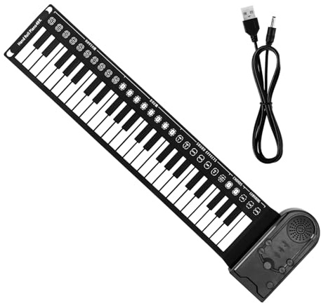 FUTUREORYY Piano Electrónico Portátil Función de Grabación y Reproducción de 49 Teclas Plegable Teclas Enrollables de Silicona Ajustables para Principiantes