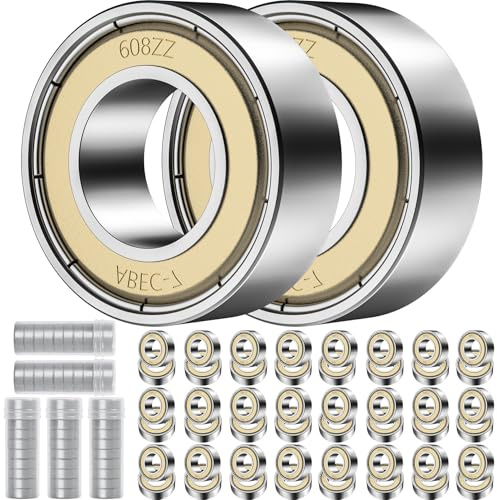 50 Stück 608ZZ Kugellager, Kugellager 8x22x7 mm, Double Shielded Miniatur Rillenkugellager, Metall Lage für Longboard-Rollschuhe Skateboard Rollen (Silber)