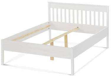 KHG Bett 140 cm Landhausstil weiß Massivholz Kiefer-Echtholz Bett-Gestell 200x140 cm